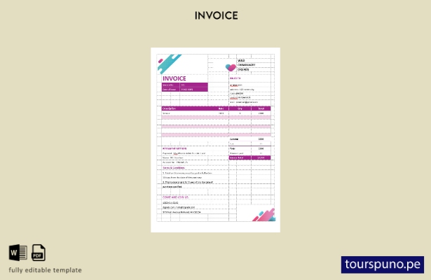 Plantilla de factura de agencia de publicidad digital lista para imprimir.